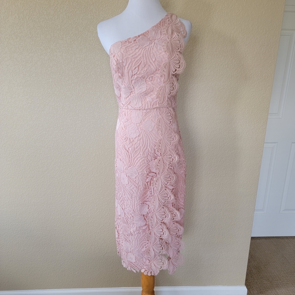 NWT Reiss Mena Crochet Lace One-Shoulder Cocktail Dress, Size 4